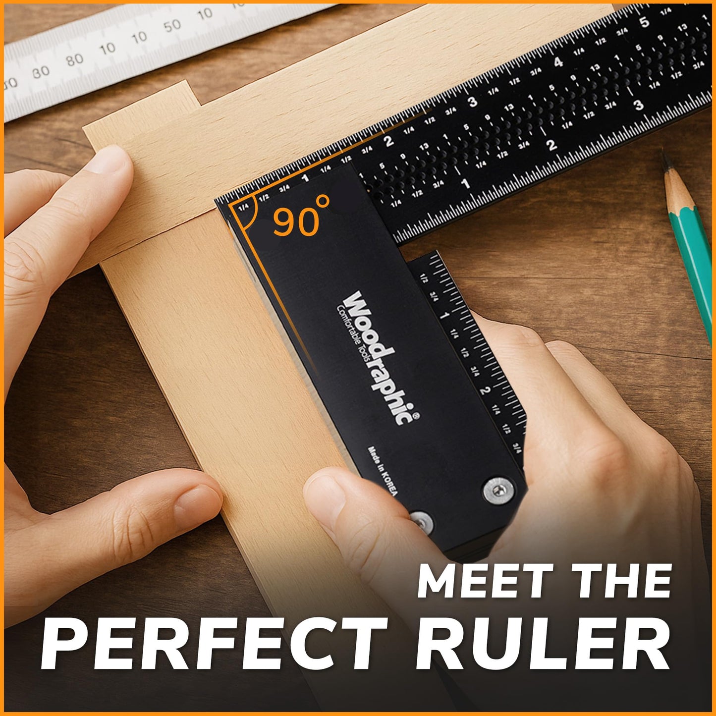 Woodraphic Large Woodworking Square MM Set 200 & 300 - Professional Framing Carpenter Tool | Aluminum Precision Machinist Ruler for Construction Layout Rafter Speed Triangle