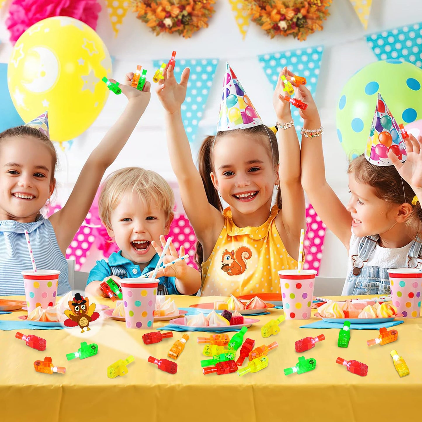 Fall Thanksgiving Party Favors, 32 Pcs Finger Lights for Kids Fall Festival Prizes Treats Pumpkin Turkey Light Up Toys Bulk Goodie Bag Stuffers Pinata Fillers Thanksgiving Party Decorations Supplies