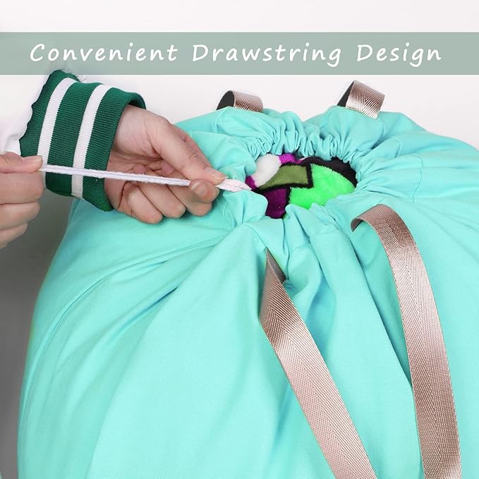 Cotton Canvas Laundry Bag with Handles & Drawstring Straps, Heavy Duty Extra