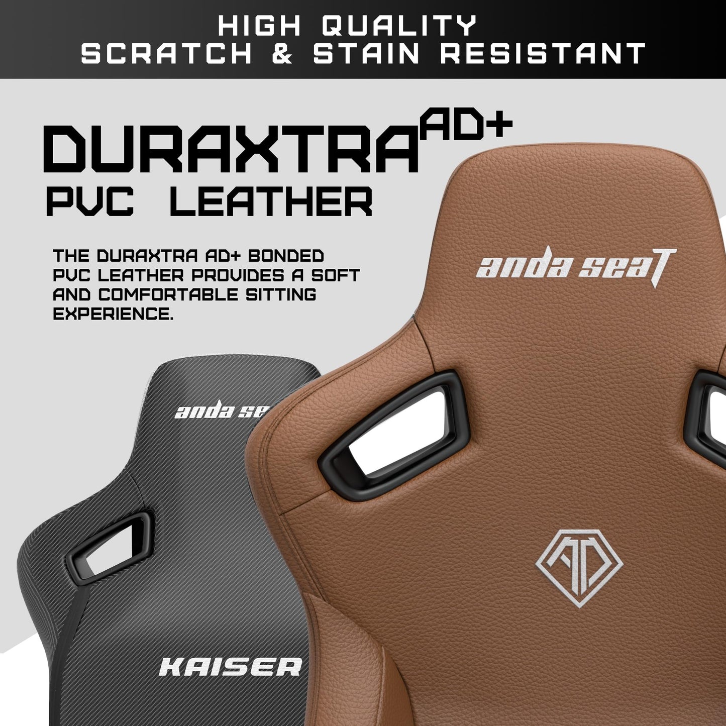 Anda Seat Kaiser 3 XL Gaming Chairs for Adults - Ergonomic Brown PVC Leather Gaming Chair with Lumbar Support, Comfortable Office Seat with Neck Support - Heavy Duty Wide Gamer Seat