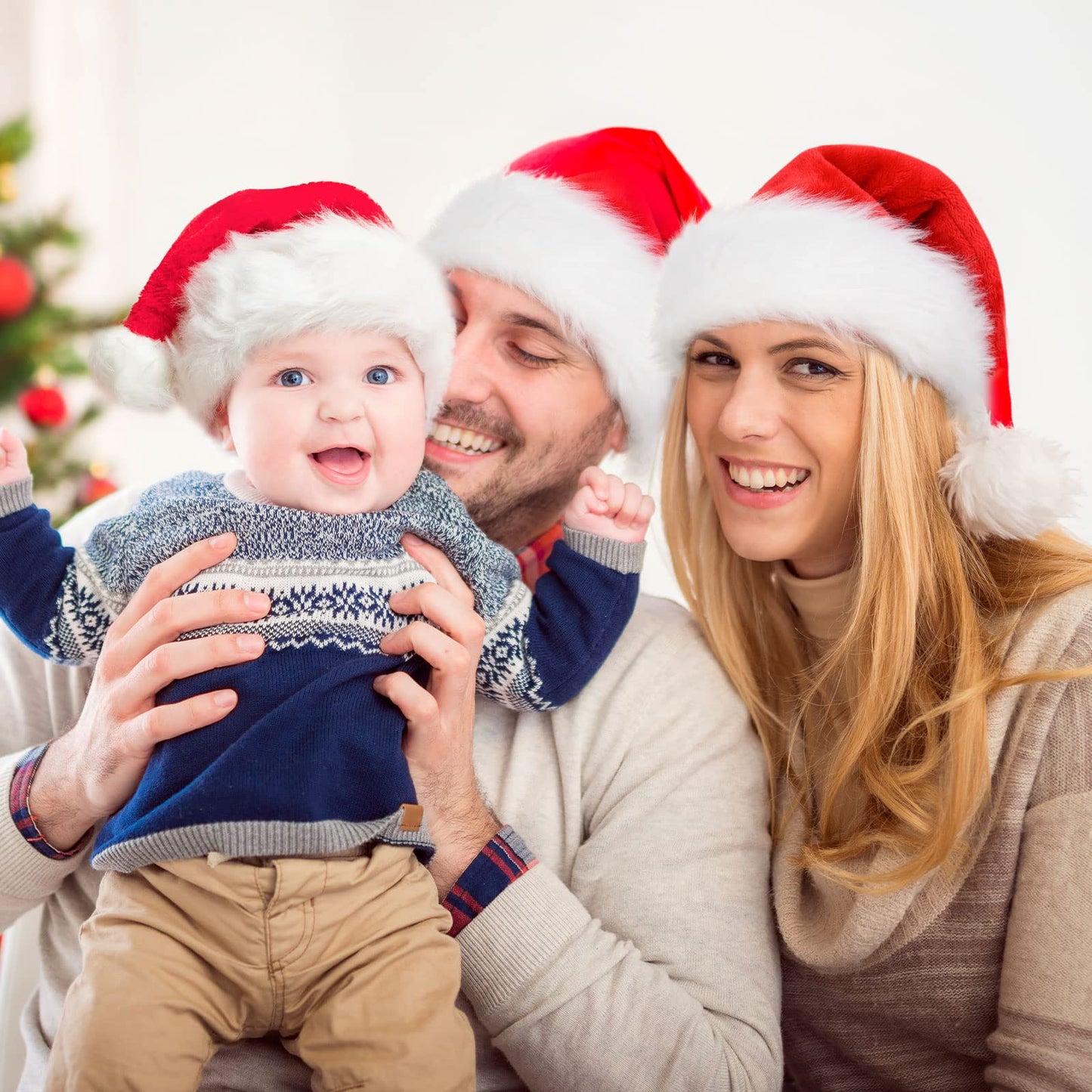 RJVW Baby Santa Hat, Christmas Hat for Infant,Xmas Holiday Hat,Unisex Velvet Classic Santa Hat for Christmas New Year