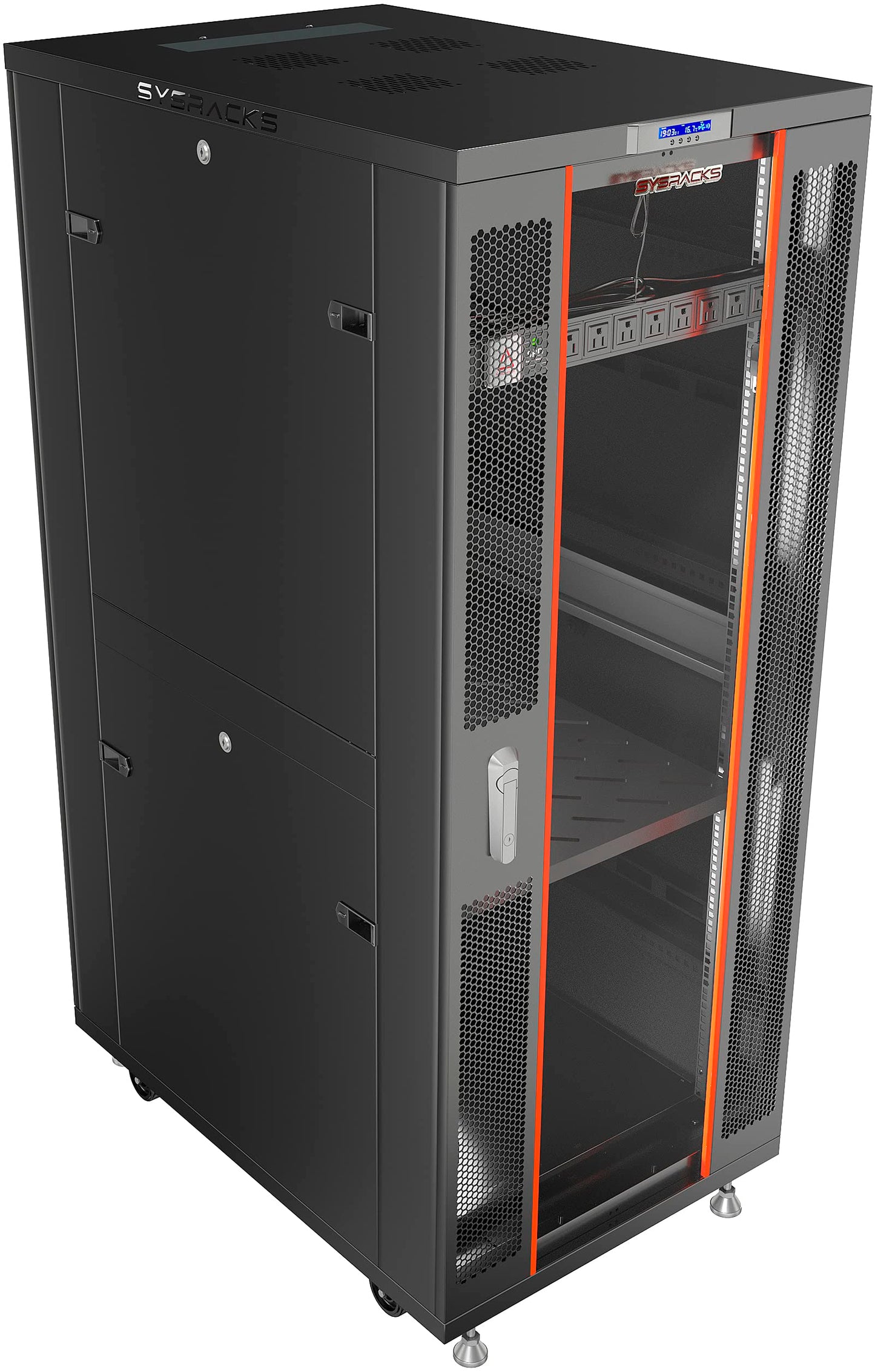 32U Server Rack Cabinet – 24" Deep 19" Network Rack Enclosure, Floor Standing Data Rack with Locking Glass Door, Cooling Fans, PDU, Shelf, 1600 lb Capacity, ANSI/EIA-310 IT Equipment Rack