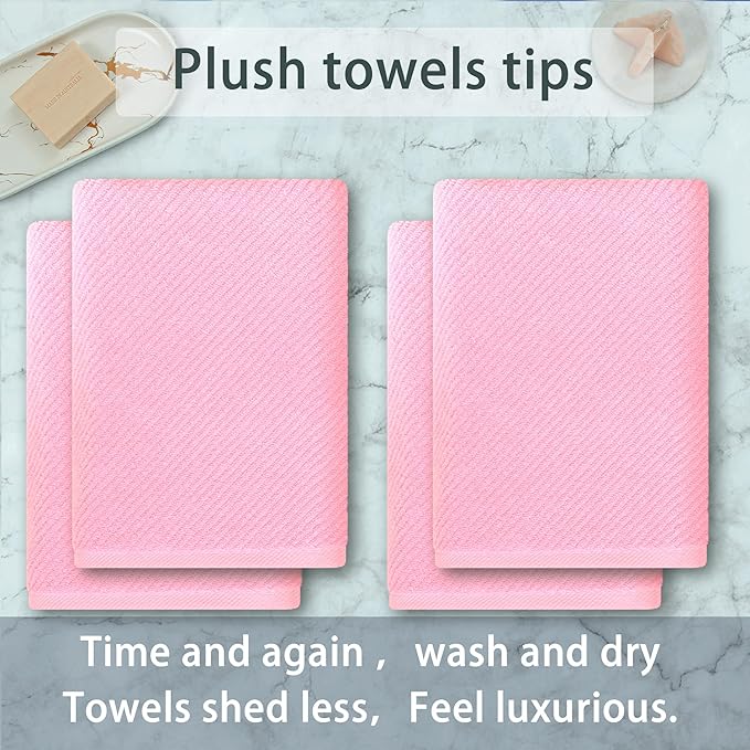 VOOVA & MOVAS Pink Bath Towels Set of 4, Large 30" x 56"