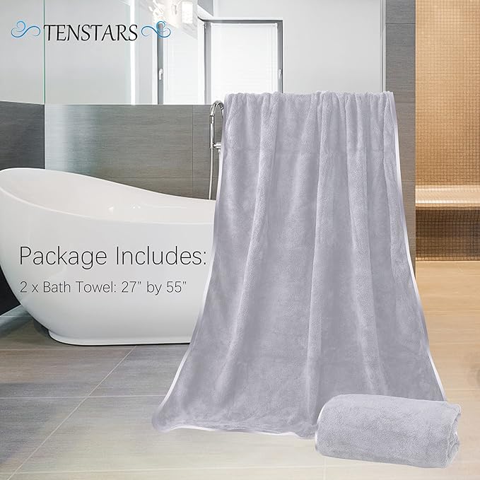 TENSTARS Silk Hemming Bath Towels