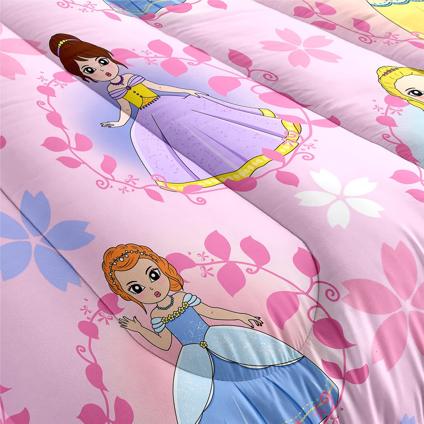 FJKJHKGJ Princess Comforter Sets Twin for Girls, Cute Princess Bedding Comforter Sets, Pink Twin Size Comforter Set for Girls Kids Twin Bedding Set with 1 Pillowcase