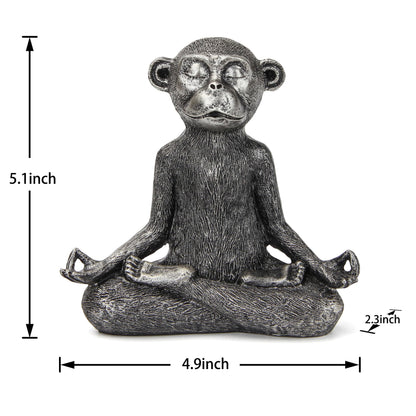 Smadeer Monkey Statue for Home Decoration,Monkey Figurine Sitting in Yoga Pose for Meditation Zen Spiritual Living Room Bedroom Shelf Bookshelf Decor Accents,Cute Animal Gifts,Small Holiday Ornament