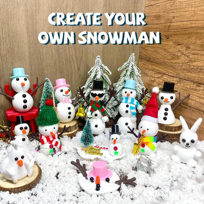 PasTard 12 Pack Build A Snowman Kit Large Quantity Ultralight Clay Big Snowman Family Activities for Kids and Adults Crafts DIY Kit Snow Man Craft Kits for Girls Boys Gift