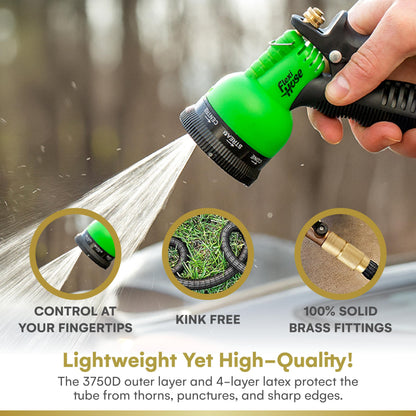 Flexi Hose Expandable Garden Hose - 50FT Heavy Duty Water Hose, Retractable Hose with 2cm Brass Fittings - Expandable Hose Design Includes Spray Nozzle (Black 15 Metres)