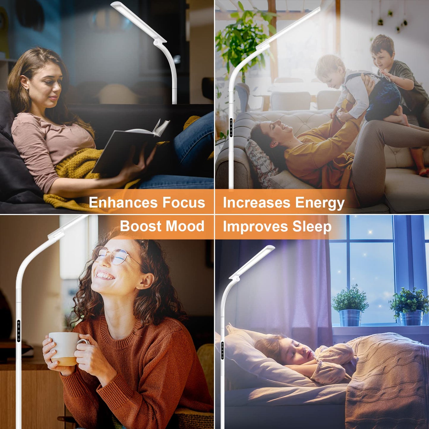 Sozapooty Light Therapy Lamp,10000 Lux Happy Therapy Light, Floor Sun Therapy Lamp with Remote & Touch Control & Adjustable Gooseneck for Reading/Office/Home