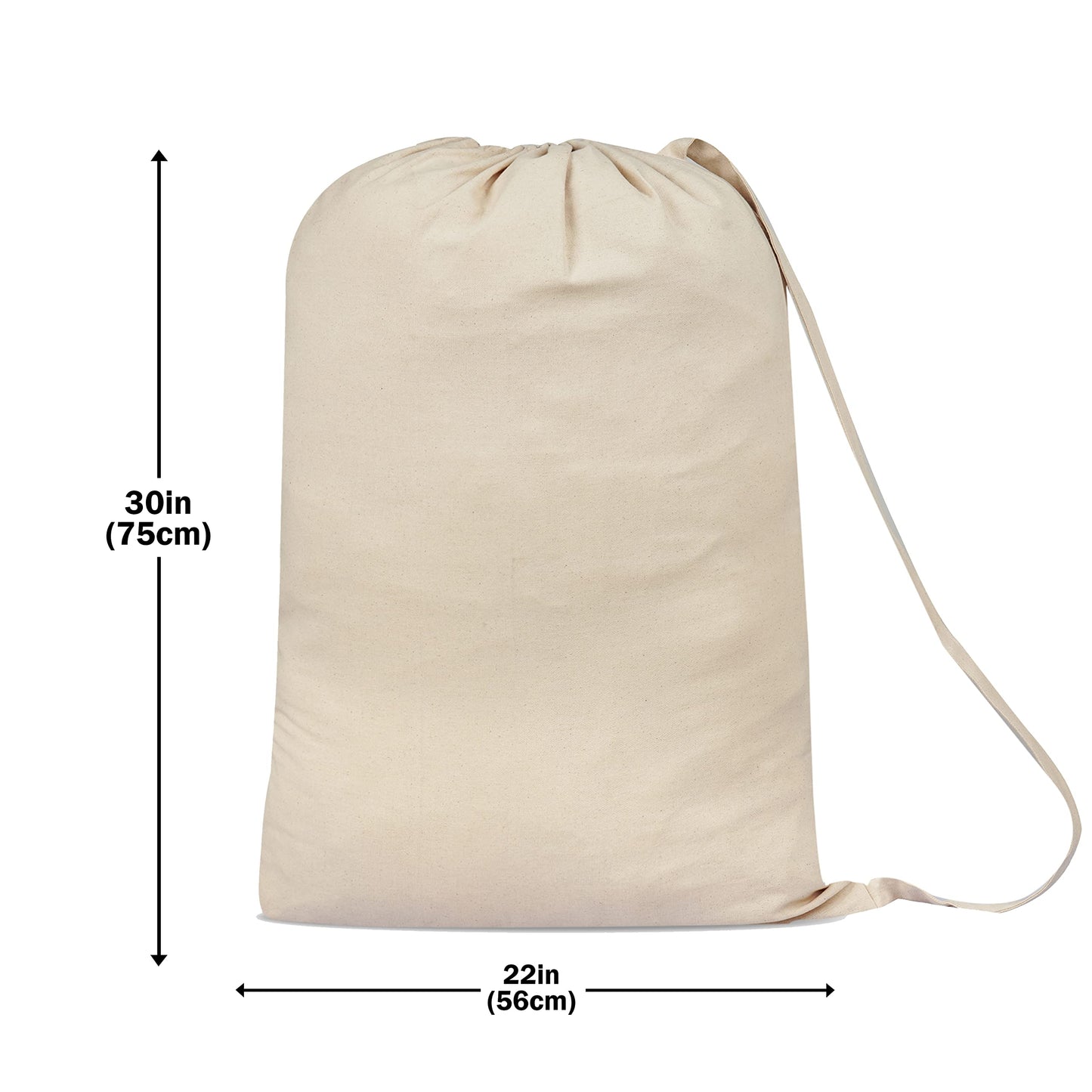 Sweet Needle 2 Pack Premium Canvas Laundry Bag with Shoulder Strap, 75x56 CM 40L - 100% Cotton, Fabric Weave Durable, Drawstring with Cord-Lock, Machine Washable Laundry Liner for Laundry Hampers