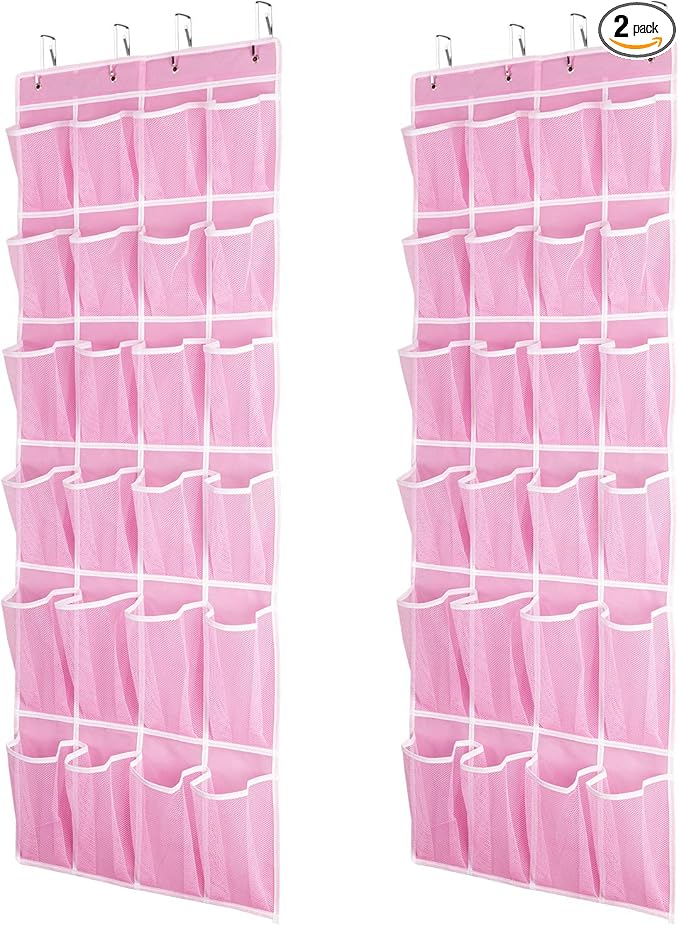2 Pack Hanging Shoe Organizer，Over Door Shoe Organizer