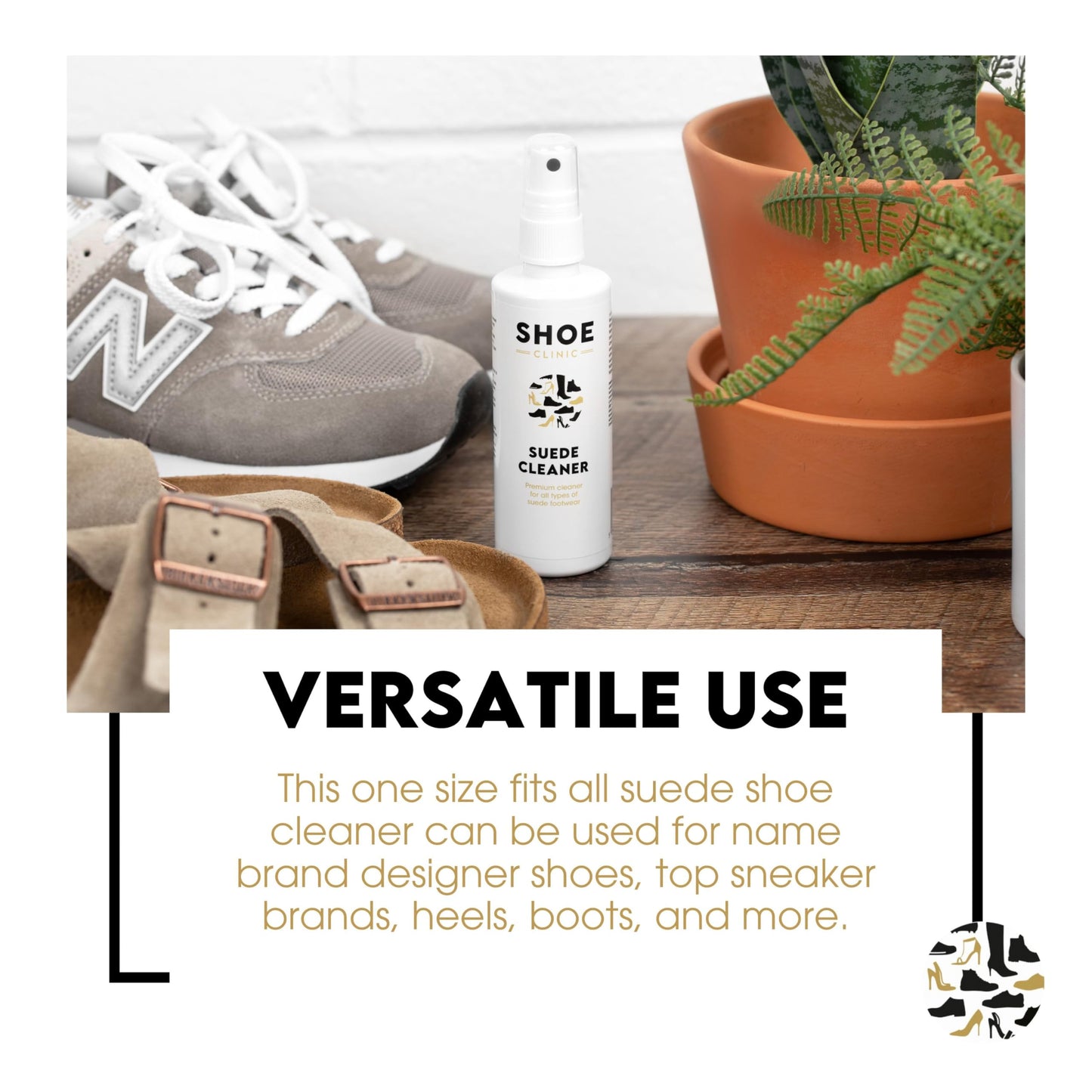 Shoe Clinic Suede Cleaner and Suede Brush | Deep Cleans & Protects | Use on Dress Shoes, Trainers, Boots, Heels, Sandals