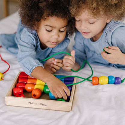 Melissa & Doug Wooden Lacing Beads | Developmental Toy | Wooden Toy | Problem Solving | 3+ | Gift for Boy or Girl