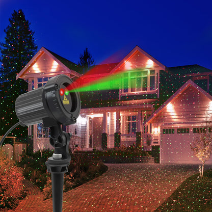 SUNFUCAN Laser Christmas Projector Lights Outdoor, Outdoor Garden Laser Light, Landscape Lights with Red and Green Stars, IP65 Waterproof,Cold Resistant. Suitable for Holiday, Party, Garden Decorati