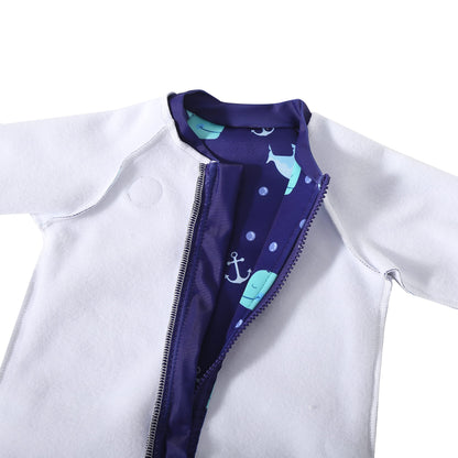 Swimbubs Baby Swimming Warm Suit Boys Fleece Lined Wetsuit Girls UV UPF50 Sun Protection Swimsuit (2-3 Years, Blue Whale)