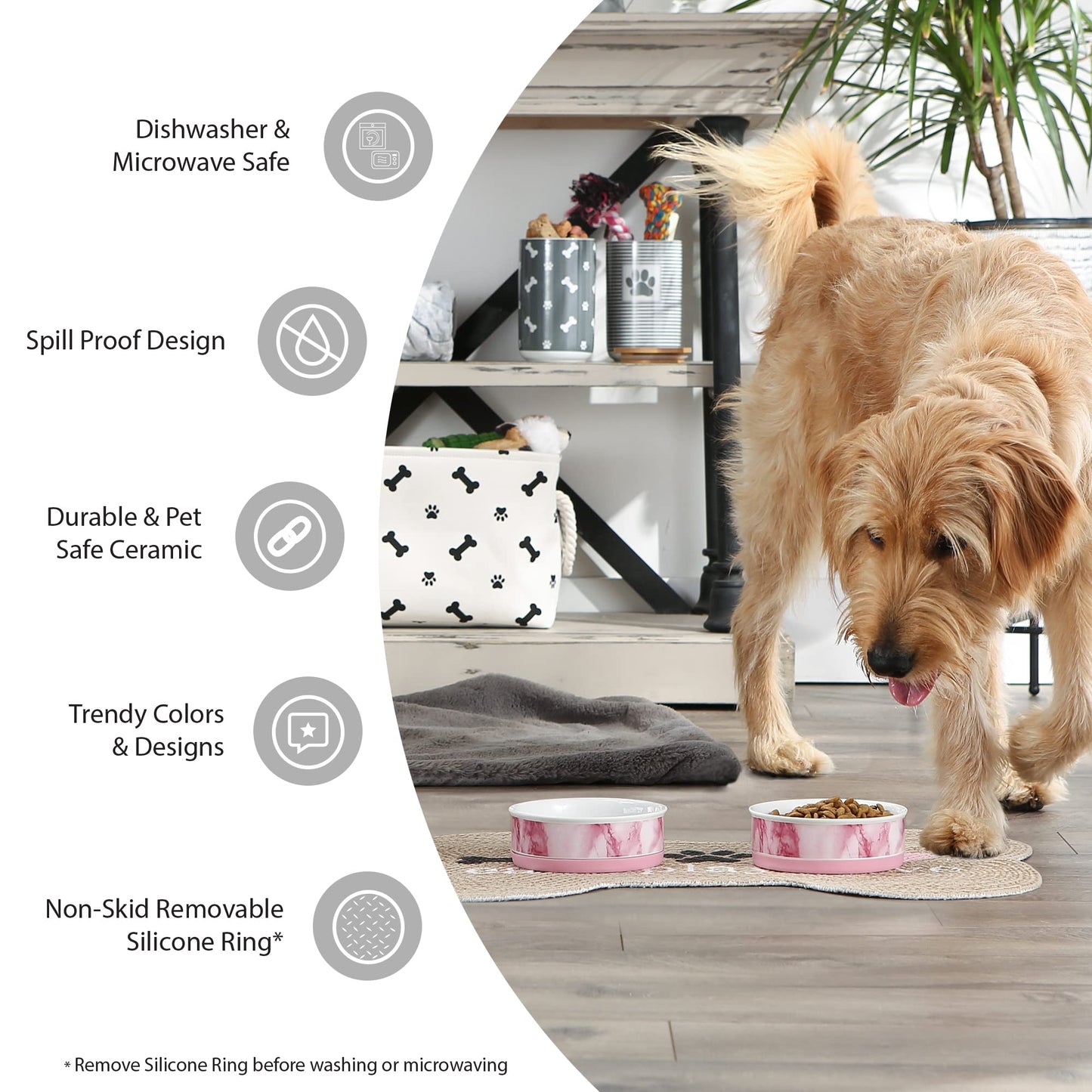 Bone Dry Lattice Collection Pet Bowl & Canister, Small Set, 4.25x2 inches, Hunter Green, 2 Piece