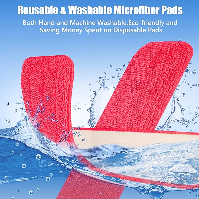 HOMTOYOU Reusable Mop Pads for Swiffer PowerMop: 6 Pack Microfiber Pad Refills