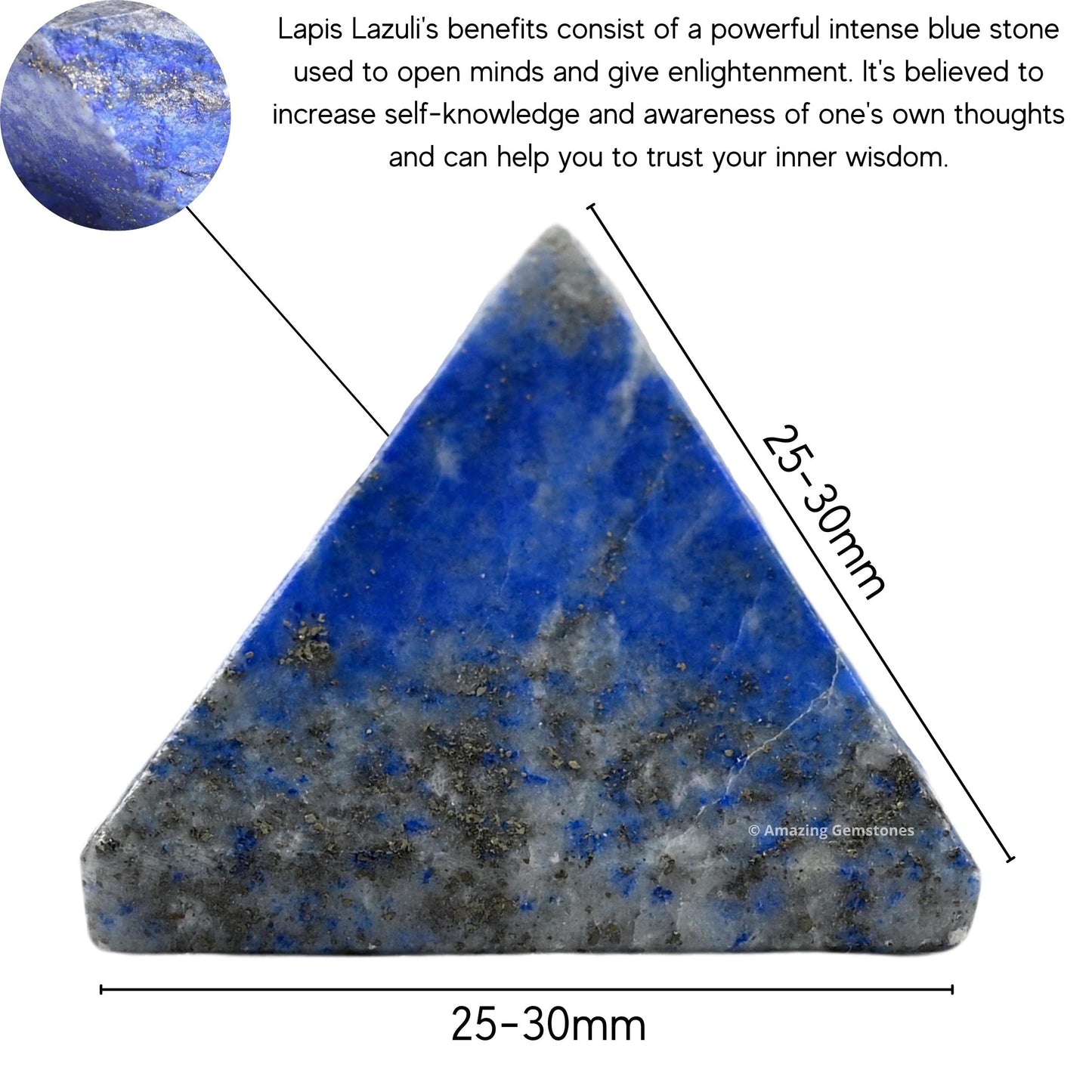 Amazing Gemstone Lapis Lazuli Pyramid Crystal Healing Stones - 1" Great Pyramid Figurine of Natural Stone Pyramid for Meditation, Reiki, Chakra Balancing and Crystal Pyramids Grid