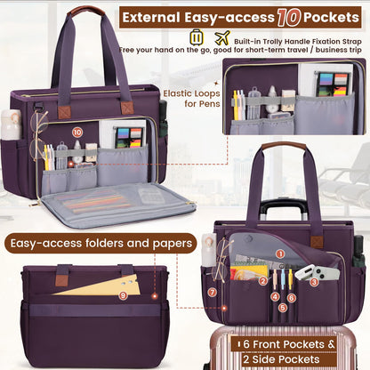 RAINSMORE Teacher Tote Bag 15.6 inch Laptop Bag for Women Work Bags Nurse Bag Lightweight Laptop Tote Computer Messenger Shoulder Bags with Insulated Pocket, Professional Laptop Briefcase