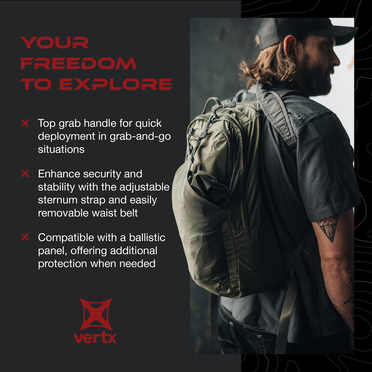 Vertx Long Walks Pack 15L Tactical Backpack, EDC Gear Bag for CCW, Travel, Work, Hiking, Outdoors, It's Almost Black