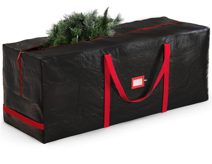 Zober Large Christmas Tree Storage Bag - Fits 9 Ft Artificial Trees - Plastic, Waterproof Christmas Tree Bag For Storage Box For Xmas - Strong, Durable Handles - Label Card Slot - Black