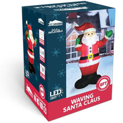 Joiedomi 6 FT Christmas Inflatable Santa with Gift Bag, Blow Up Xmas Inflatable Decorations with Build in LEDs for Christmas Decor, Yard Outdoor Garden Lawn Winter Decorations