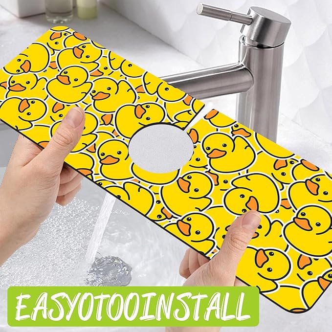 Sink Splash Guard Faucet Mat Rubber Ducky Absorbent Fast Drying Mat Sink