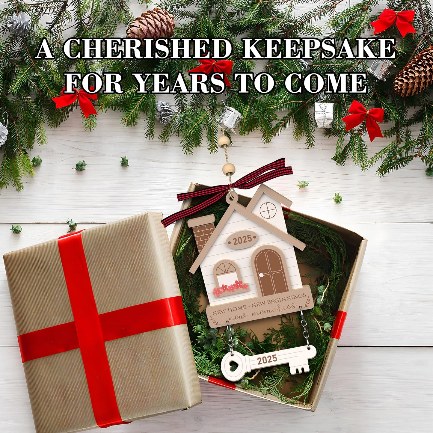 House Warming Gifts New Home - Housewarming Gifts for New House - Housewarming Gift Presents for Women, Couple - New House New Beginning -New House Owners Gift Ideas - Wooden Christmas Ornament 2025