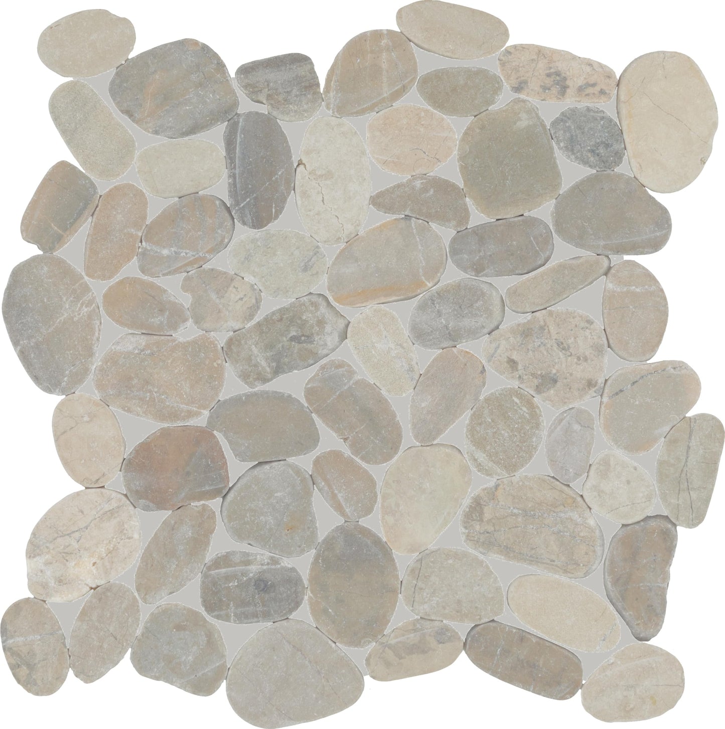 Daltile Pebble Oasis Natural Stone Flat Pebble Mosaic in Tumbled Coal (11 PC per Carton) (10.78 SQFT per Carton)