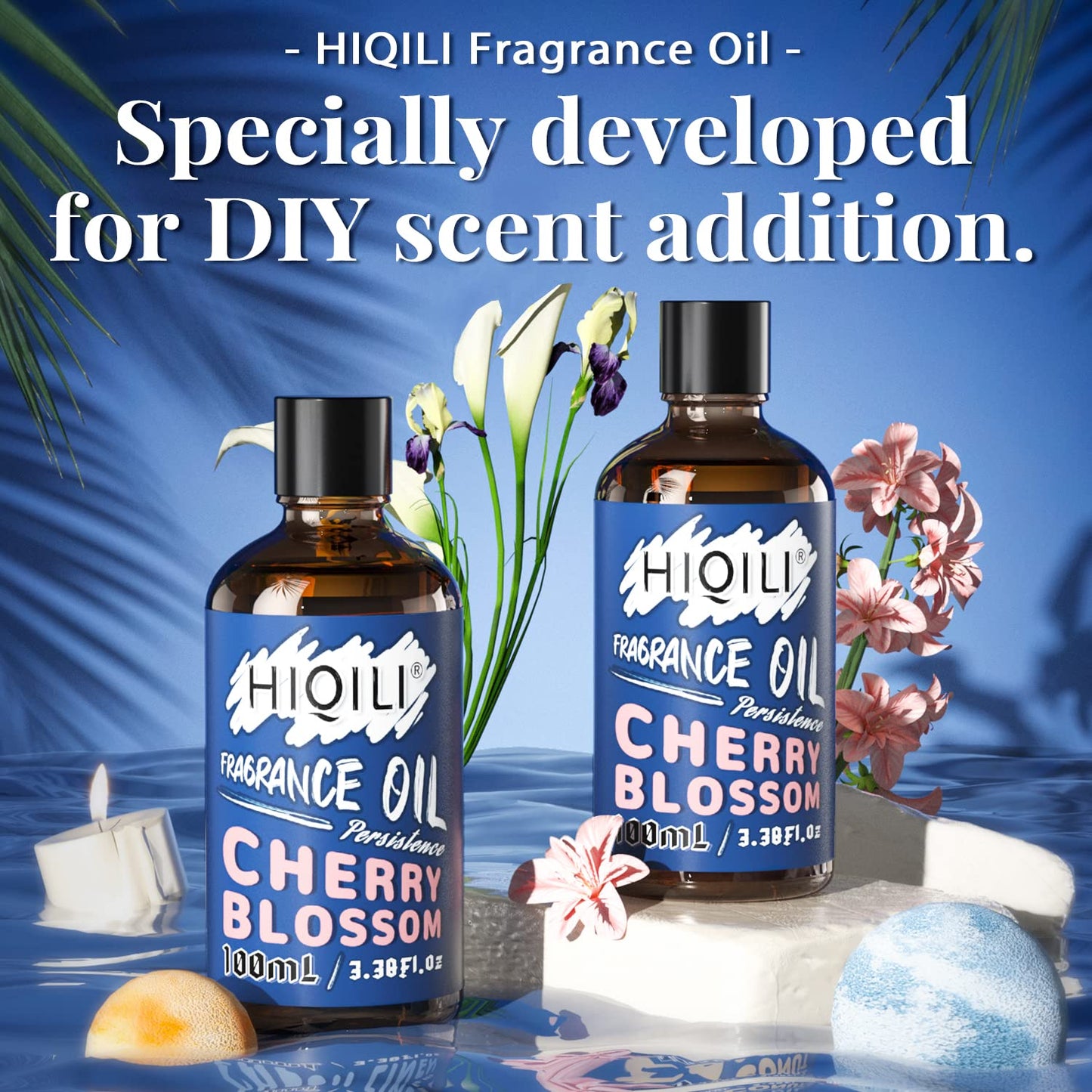 HIQILI Cherry Blossom Essential Oil Floral Fragrance Oil for Diffuser Candle Perfume Making 3.38 Fl Oz Halloween Thanksgiving