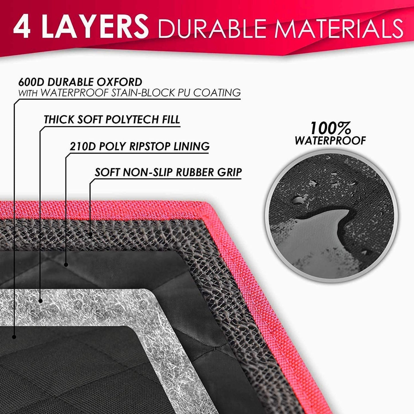 Dog Hammock for Car Back seat with Mesh Visual Window, Side Flaps with Zipper, Padded 4 Layers Waterproof Heavy Duty Hammock with Storage Bag, Scratch Proof Nonslip Pet Car Seat Cover