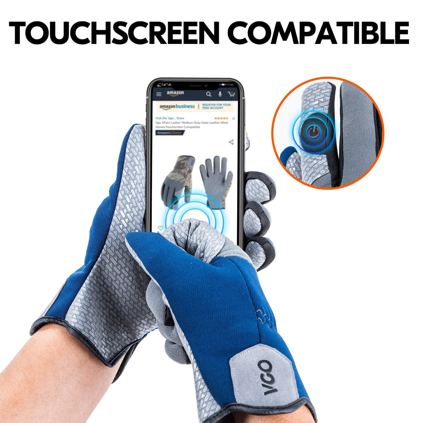 Vgo... Utility Work Gloves Super Grip Touchscreen with Silicone Palm, Mechanics Gloves Light Duty for Warehouse Delivery Mechanics Multipurpose