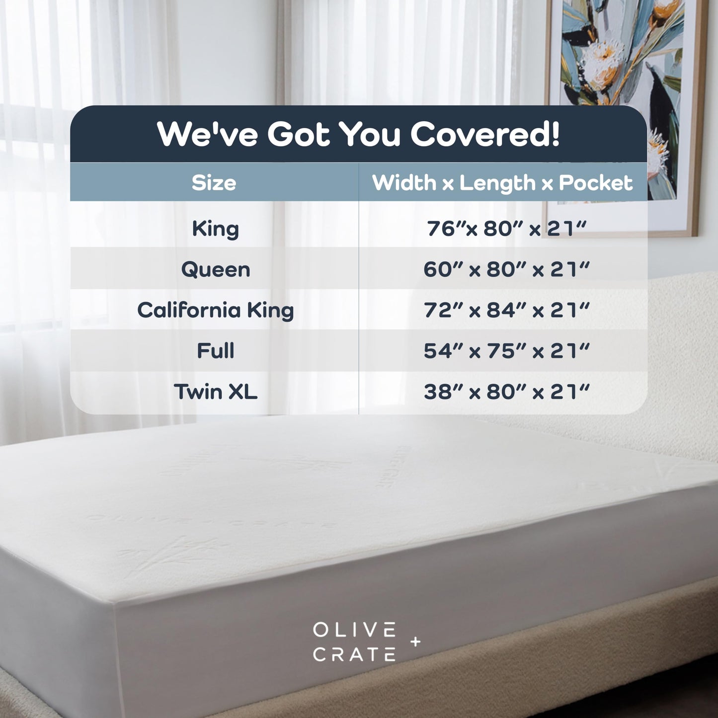 Olive + Crate 100% Viscose Bamboo Mattress Protector - Eco-Conscious Cooling Mattress Cover - Waterproof Hypoallergenic Protection - Breathable California King Shield Against Dust & Spills