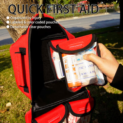 SUPER FALCON RESCUE 418-Piece First Aid Kit for Home, Travel, Camping, Hiking & Outdoor Emergencies, Tear-Resistant Survival Kits for Business, Vehicle & School, Multi-Use Emergency Medical Supplies