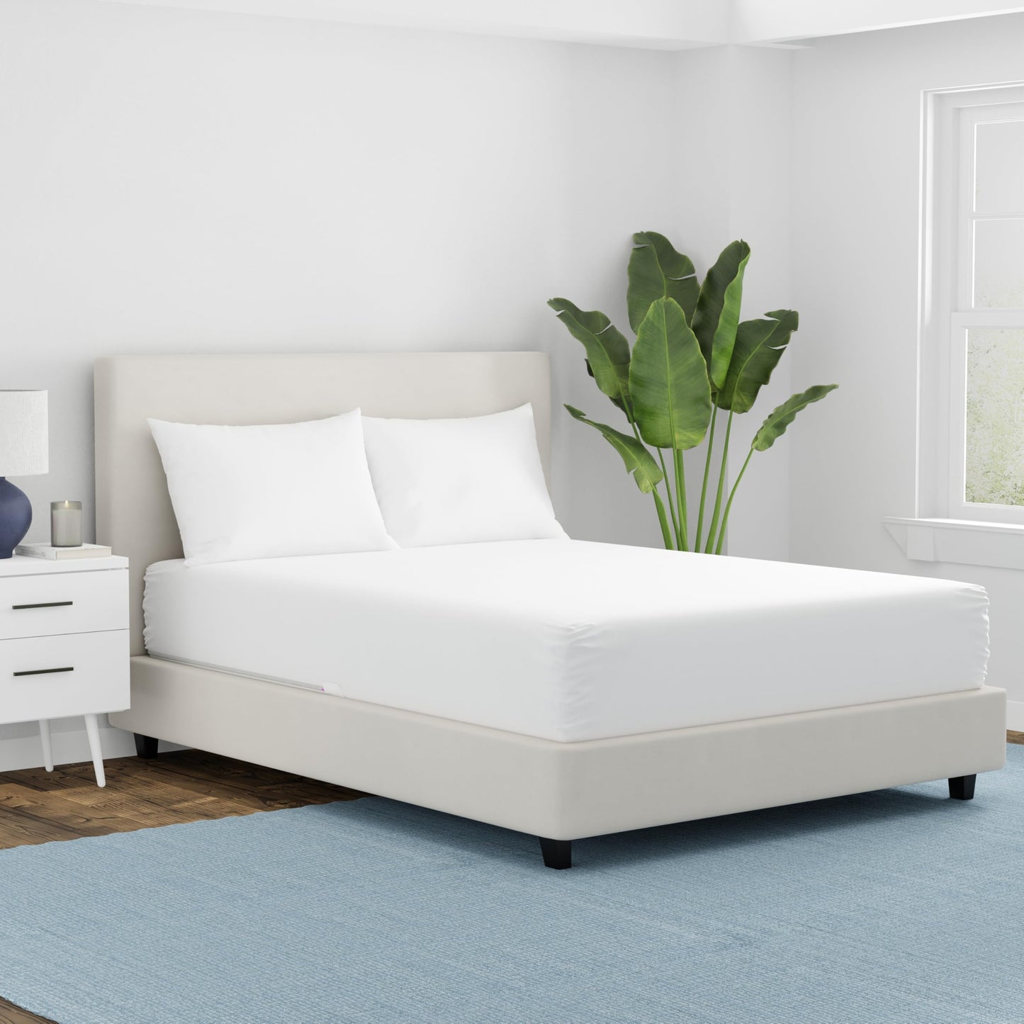 AllerEase Waterproof Mattress Protector Stain Protection Full Size Allergen Barrier Hot Water Washable Machine Washable Durable Zippered Knit Mattress Cover Stretch Corners (White)