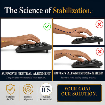 Dr. Zikky's Wrist Stabilizer Brace — Doctor-Developed Support for Carpal Tunnel, Tendonitis and Arthritis — Breathable Ergonomic Neutral Position Splint for Work, Typing and Sleep (Black, Right Hand, S/M)