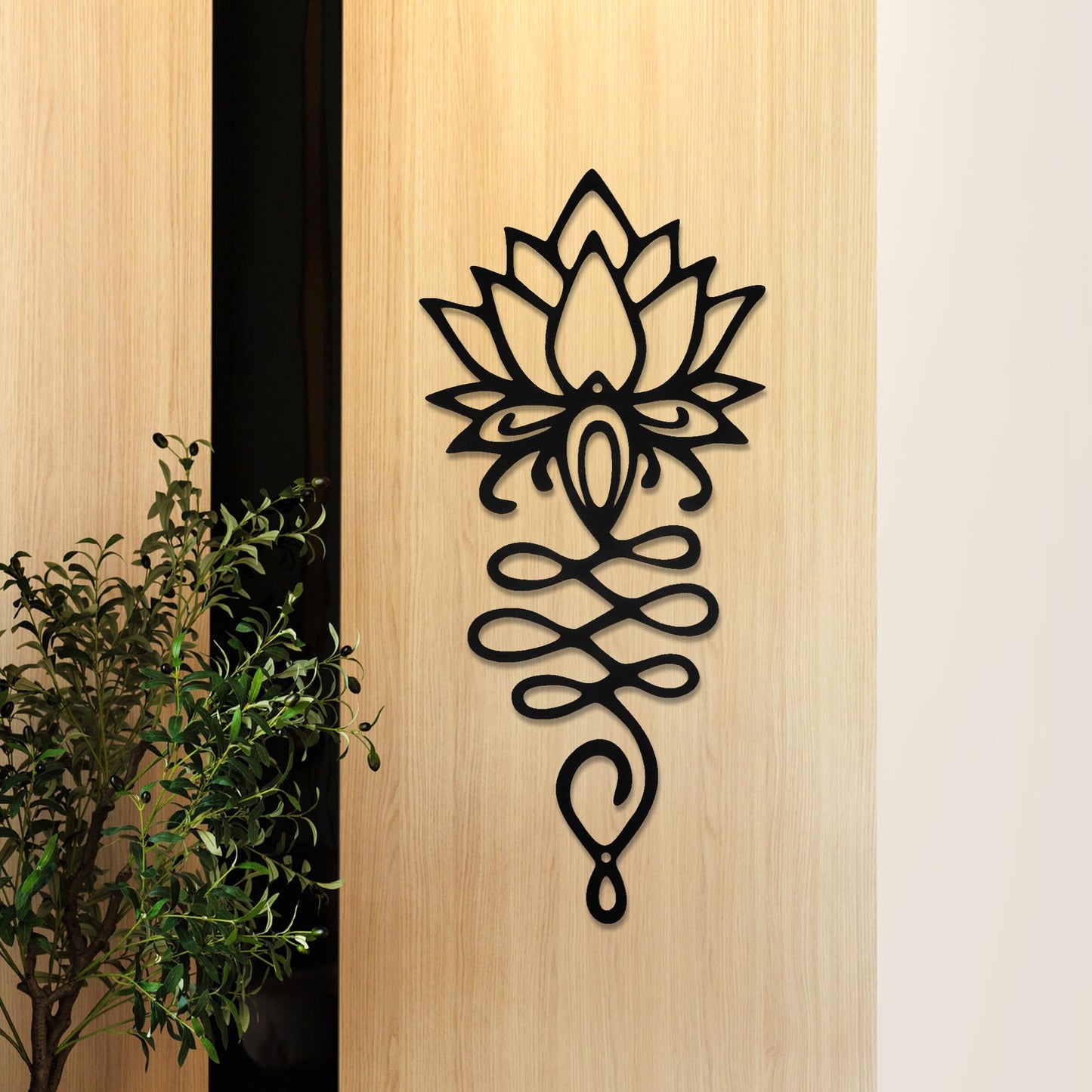 Xedatric Lotus Flower Wall Decor – Black Metal Yoga Wall Art with Lotus Design, Spiritual Home Décor Sculpture for Meditation Spaces, Living Room, Bedroom, Office