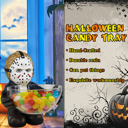 Halloween Candy Bowl Holder Horror Movie Gnomes Scary Candy Dish Stand Decorations (Resin) (B)