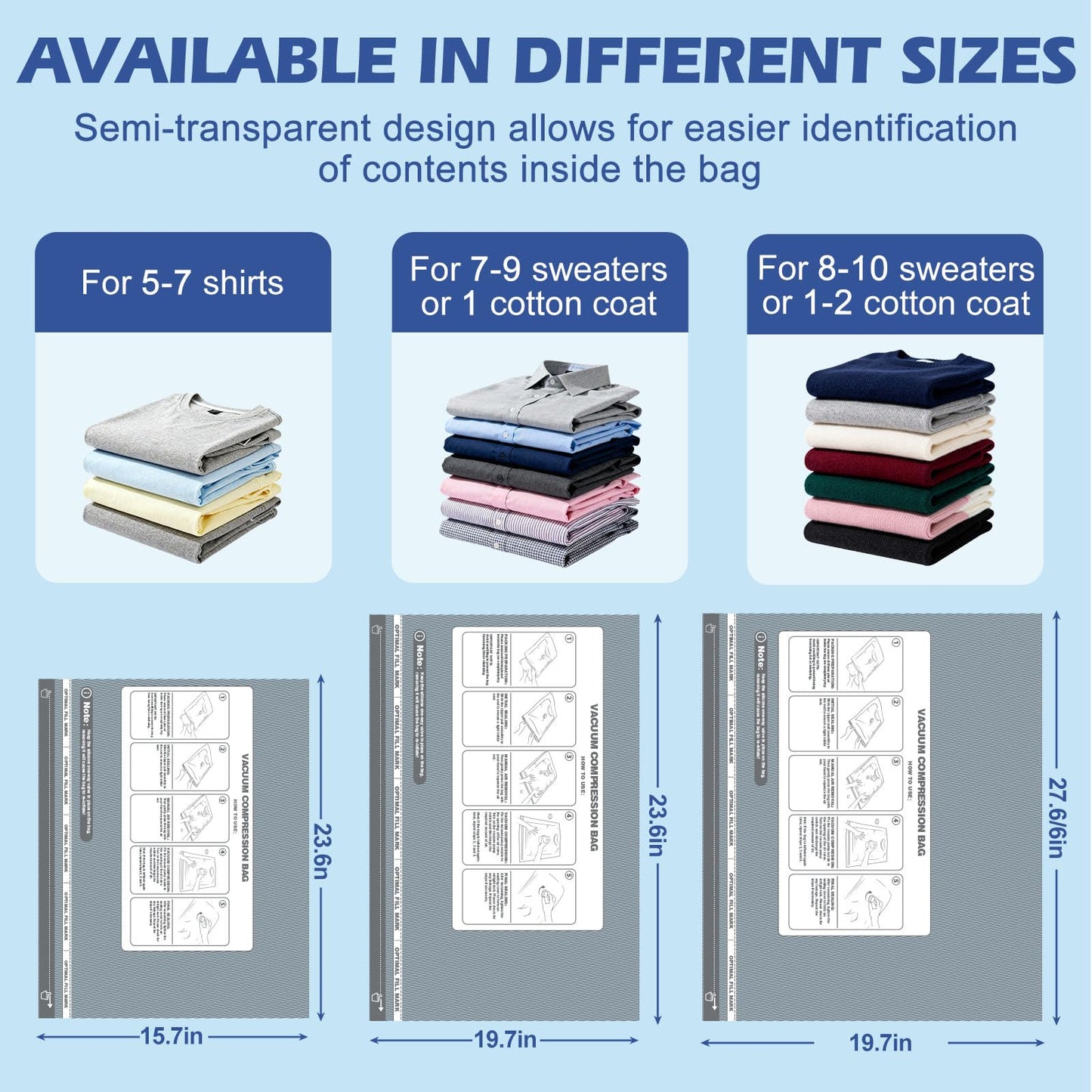 Fantictas Travel Vacuum Storage Bags with Rechargeable Air Pump, 15 Pack Portable Space Saver Bags, Compression Bags for Clothing, Bedding, Seasonal Storage & Packing Bags for Moving