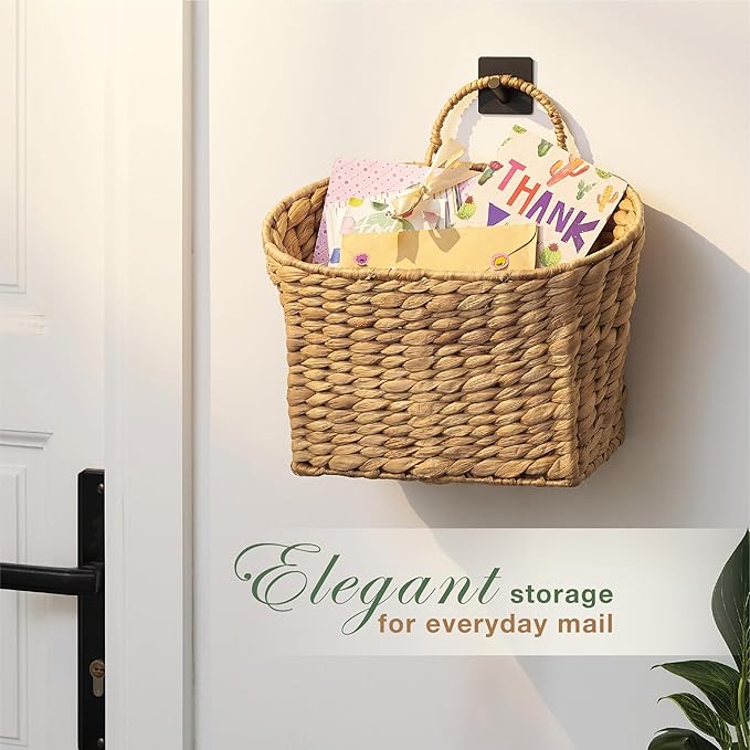 Set of 2 Wicker Hanging Basket for Organizing, Front Door, Flowers