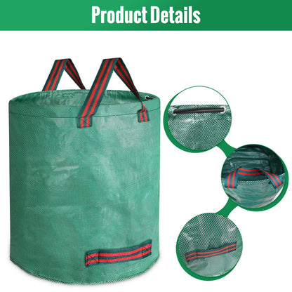 JARDILIFE Garden Waste Bags Heavy Duty 200 300 Litre 2 Pack, Reusable Garden Sacks with 1 Pair of Gardening Work Gloves, Tools Bags for Garden Waste Plant Waste Grass Leaves (200L*300L)