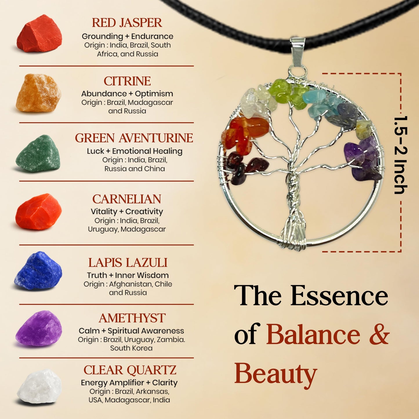 AstraVeda Crystal Tree, Tree of Life, 7 Chakra Stones, Feng Shui, Women Gifts, Healing Crystal, Gemstone, Crystals, Healing Stones, Spiritual Gifts, 300 Beads