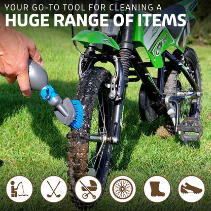 Mud Mate Boot and Shoe Cleaner Brush & Scraper - for Muddy Boots & Shoes - with Hose Connector & Portable Bottle - Clean Football Boots, Wellies, Walking Boots, Pushchair & Bike Wheels & Much More