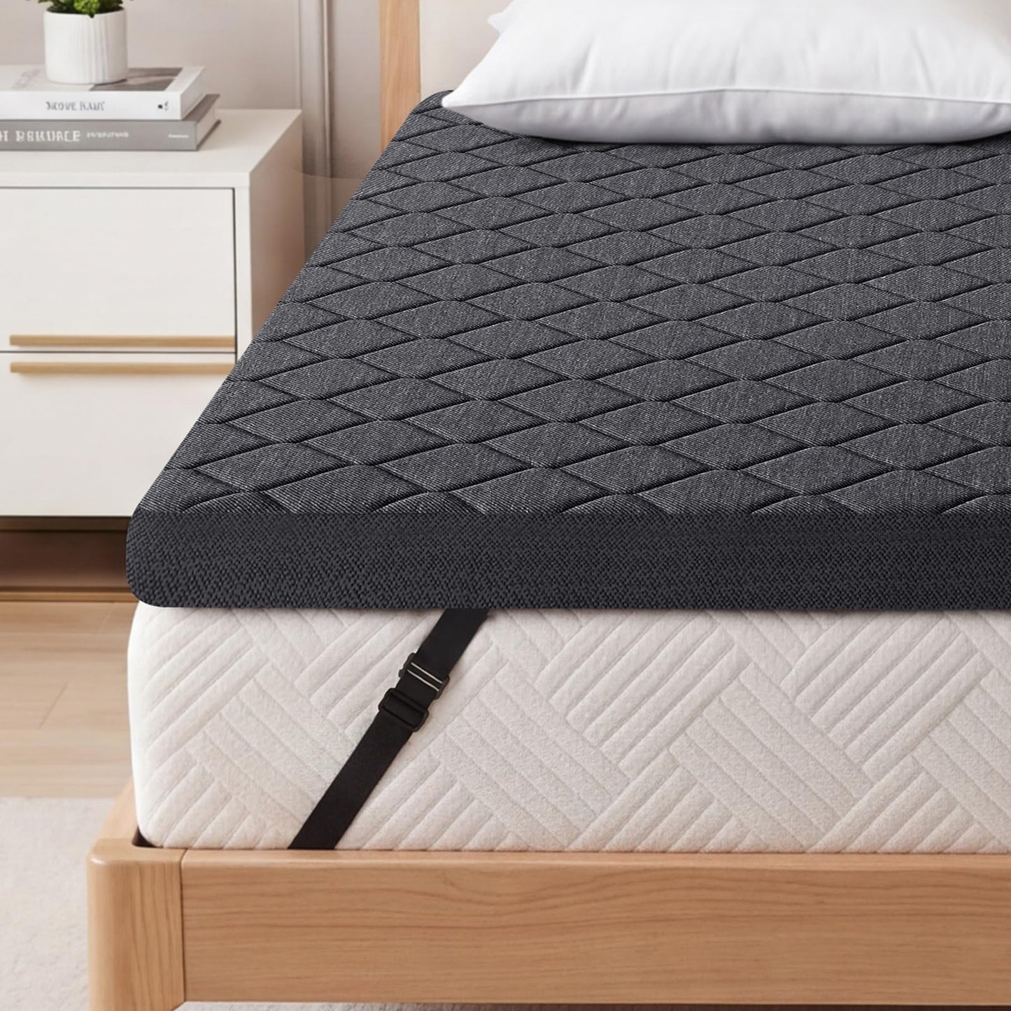 Vipbear 3 Inch King Size Extra Firm Mattress Topper, High Density Hard Mattress Pad for Pressure Relief, Bed Topper with Non-Slip & Removable, CertiPUR-US Certified, 80"x76"