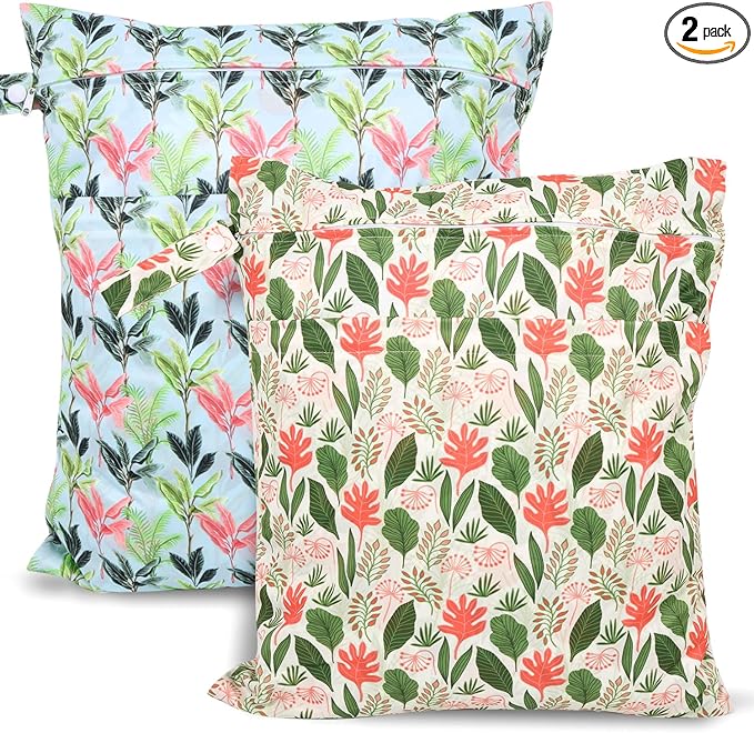 2pcs Travel Waterproof Laundry Bag, Cloth Diaper Wet Dry Bags