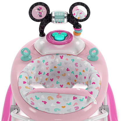 Bright Starts, Disney Baby, Minnie Mouse Forever Besties 2-in-1 Activity Walker with Removable Toy Station with Lights, Songs & Sounds, Adjustable Height, Foldable, Easy to Clean, Pink, Age 6 months+