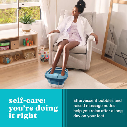 Homedics Bubble Mate Collapsible Foot Spa, Heat-Maintaining, Bubble Massage with Pumice Stone and Splash Guard