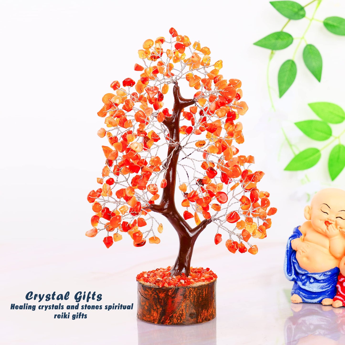 Carnelian - Crystal Tree - Gemstone - Crystal Bonsai Tree - Feng Shui - Money Crystal Stone - Crystal Tree of Life Decor - Crystal Gift - Spiritual Decor - Rock Tree - Chakra Stone