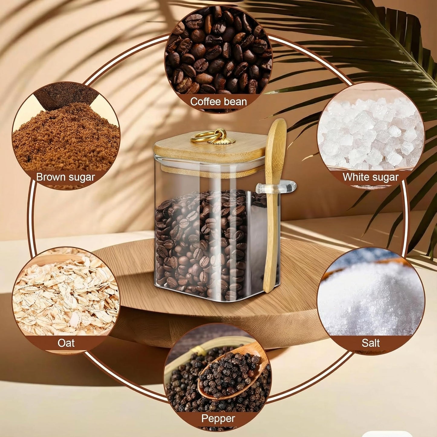 holoith 2 Pack Glass Jars with Lids and Spoons, 15 oz Glass Storage Containers with Lids for Dry Food Storage Sugar, Coffee, Nuts, Cookie, Candy, Tea, Airtight Kitchen Canisters Spice Jars