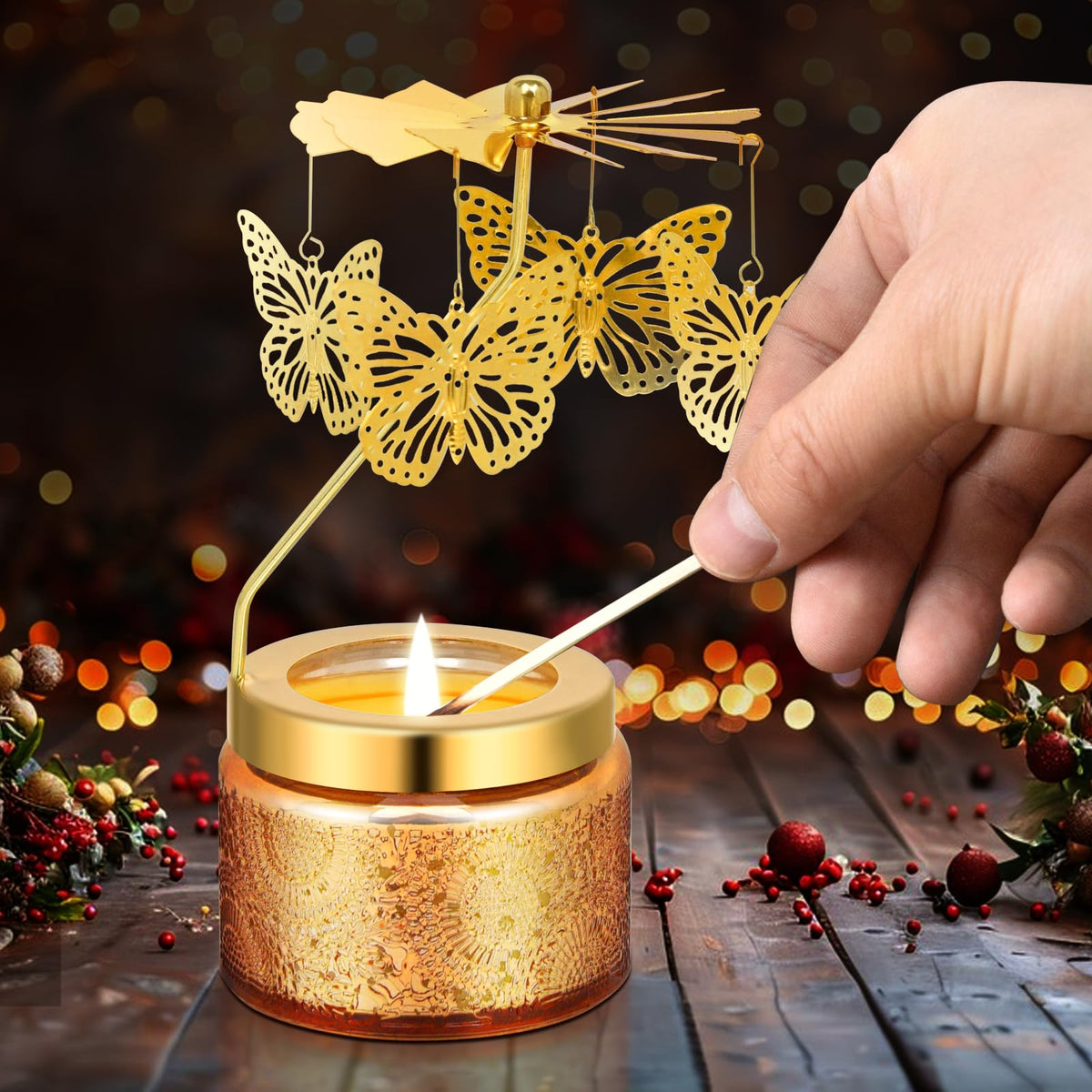 Kunrsug Butterfly Rotating Scented Candles Gift Set for Birthdays, Christmas, Thanksgiving, or As A Unique Present for Your Mom, Sister, Girlfriend, Colleagues, Friends, or A Dear Friend